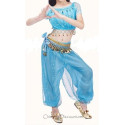 Costume de danse orientale top sarouel enfant à paillettes bleu ciel