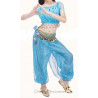 Costume de danse orientale top sarouel enfant à paillettes bleu ciel
