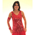 Débardeur de danse à paillettes couleur rouge