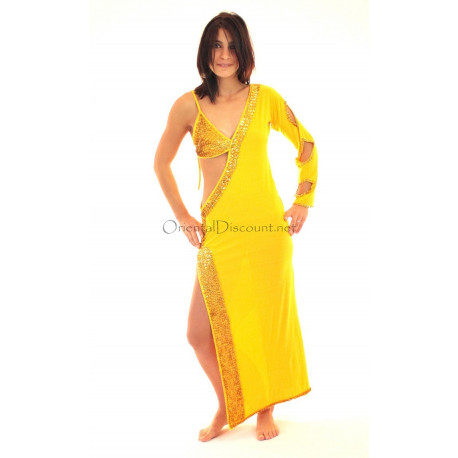Robe baladi/Saidi de danse orientale jaune