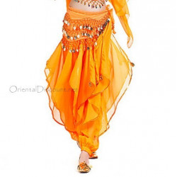 Sarouel de danse orientale orange et or