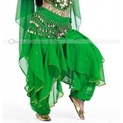 Sarouel de danse orientale vert foncé et or