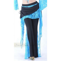 Pantalon de cours de danse orientale noir et turquoise