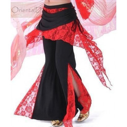 Pantalon de cours de danse orientale noir et rouge