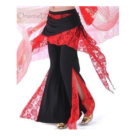 Pantalon de cours de danse orientale noir et rouge