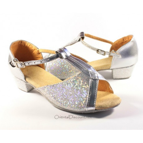 Chaussures de danse orientale couleur argent enfant