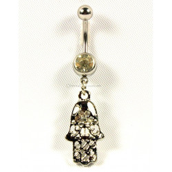 Piercing de nombril fantaisie main de fatma argenté