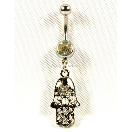 Piercing de nombril fantaisie main de fatma argenté