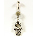Piercing de nombril fantaisie main de fatma argenté