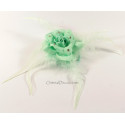 Fleur à cheveux avec plumes et strass vert clair