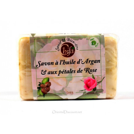 Savon à l'huile d'Argan et aux pétales de Rose 100g