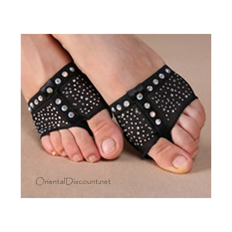 Nus pieds de danse couleur Noir et strass