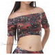 Brassière de danse orientale imprimé plumes de paon rouge