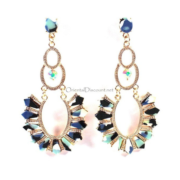Boucles d'oreilles fantaisie bleuté vintage