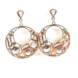 Boucles d'oreilles fantaisie cercle à motifs coniques et strass