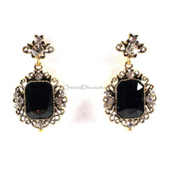 Boucles d'oreilles fantaisie style marquise noir