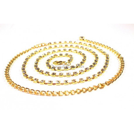 Chaine de taille strass couleur or un rang