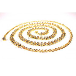 Chaine de taille deux rangs de strass dorés