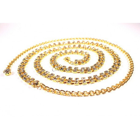 Chaine de taille deux rangs de strass dorés