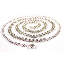 Chaine de taille deux rangs de strass argentés