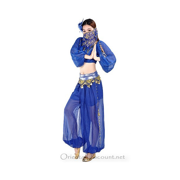 Costume de danse orientale fleuri bleu nuit - 64,90 €