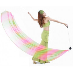 Veil poi de danse orientale pour une main vert et rose