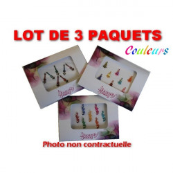 Lot de 3 paquets de Bindis autocollants couleur