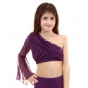 Top de danse enfant assymétrique une manche violet foncé