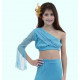 Top de danse enfant assymétrique une manche turquoise