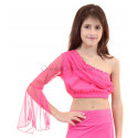 Top de danse enfant assymétrique une manche fuschia