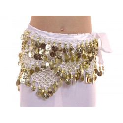Ceinture de danse orientale enfant blanc et or
