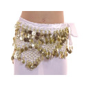 Ceinture de danse orientale enfant blanc et or