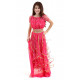 Costume de danse orientale enfant top + jupe à paillettes rose fuschia
