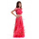 Costume de danse orientale enfant top + jupe à paillettes rose fuschia
