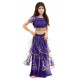 Costume de danse orientale enfant top + jupe à paillettes bleu nuit