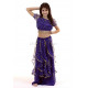 Costume de danse orientale enfant top + jupe à paillettes bleu nuit