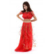 Costume de danse orientale enfant top + jupe à paillettes rouge