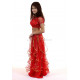 Costume de danse orientale enfant top + jupe à paillettes rouge