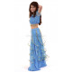 Costume de danse orientale enfant top + jupe à paillettes bleu ciel