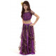 Costume de danse orientale enfant top + jupe à paillettes violet