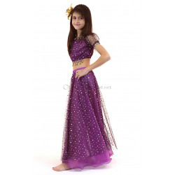 Tenue orientale enfant 2 pièces violet foncé