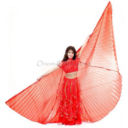 Ailes d'isis enfant de danse orientale couleur rouge opaque