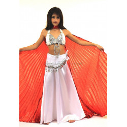 Tenue de danse orientale satinée enfant 10/12 ans blanc
