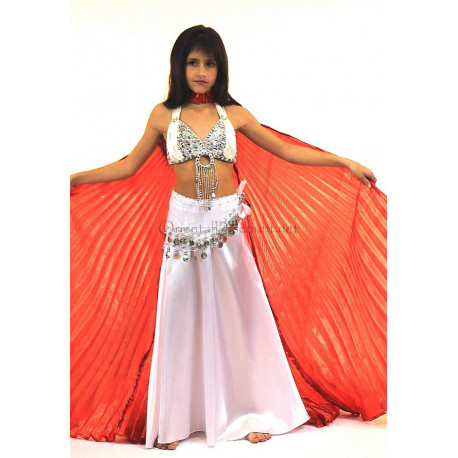 Tenue de danse orientale satinée enfant 10/12 ans blanc