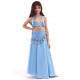 Tenue de danse orientale satinée enfant 10/12 ans turquoise