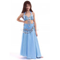 Tenue de danse orientale satinée enfant 10/12 ans turquoise