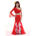 Costume de danse à volants enfant 2 pièces rouge 