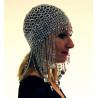 Bonnet de danse orientale argenté à sequins