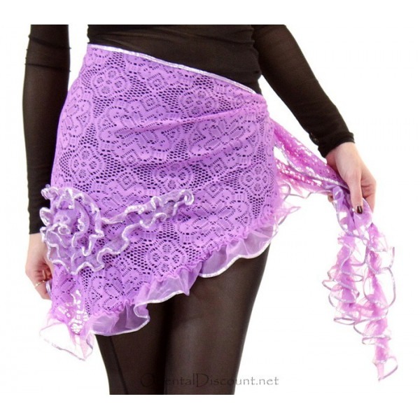 Foulard de danse orientale violet brodé à franges - 18,50 €