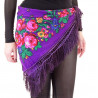 Foulard carré de danse orientale fleuri violet 
